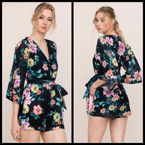 💕YUMI KIM💕 Lotus Floral Romper ~ Wild Rose Black